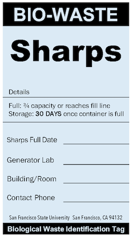 Sharps container ID tag for biological lab sharps