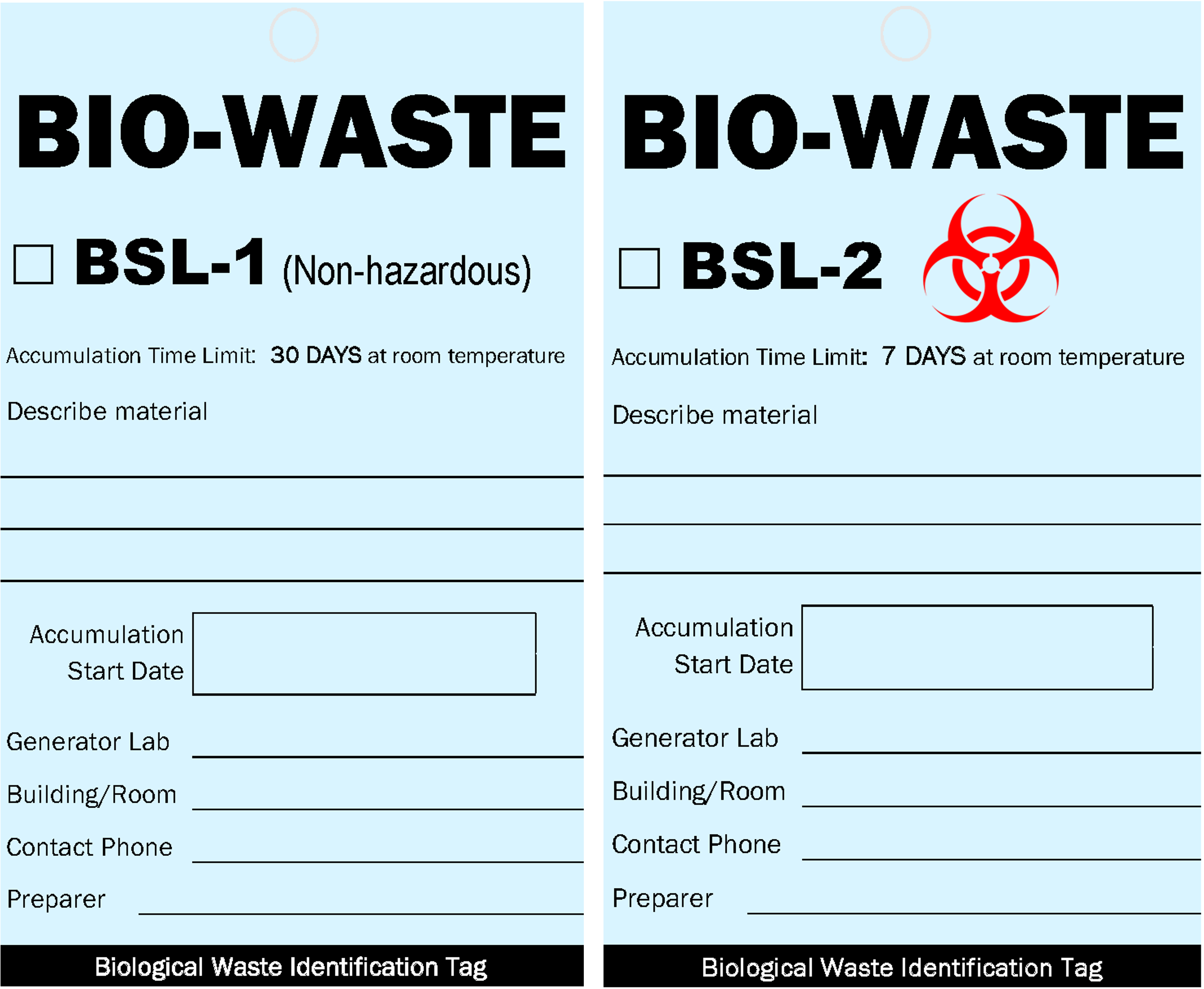 Biological waste identification tag