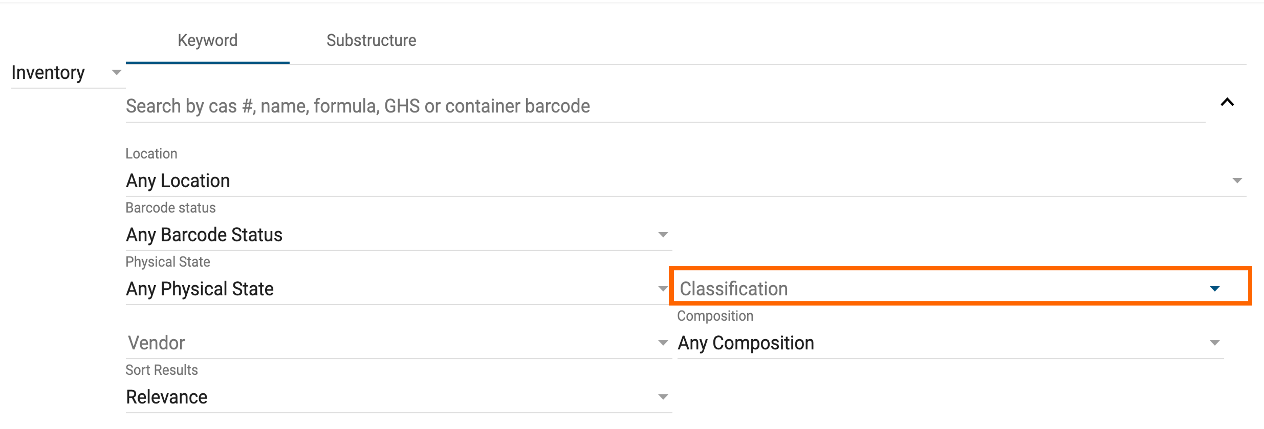 Classification and dropdown