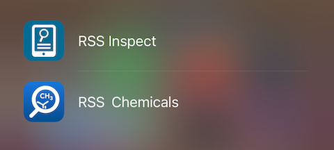 RSS Inspect and chemicals mobile application logos
